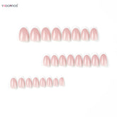 White French False Nails Nude Color Sweet Press on Nails Almond Full Cover Fake Nails Finished Fingernails Art for Bride Wedding